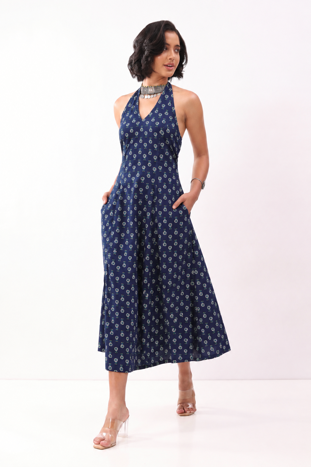 Blue Cotton Kalidar Dress image number 2