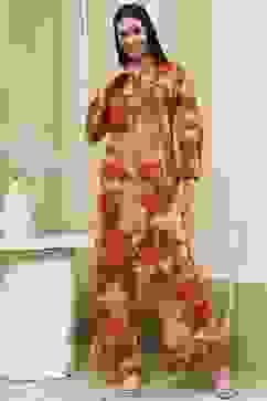 Orange Printed Straight Co-ord Set image number 6