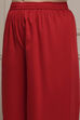Red Viscose Rayon Straight Yarndyed Suit Set image number 2
