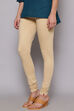 Dark Yellow Cotton Lycra Knitted Churidar image number 1