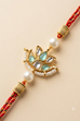 Red Lotus Shaped Rakhi With Beads image number 0