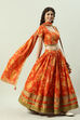 Orange Cotton Lehenga Set image number 6