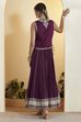 Purple Cotton Silk Kalidar Dress image number 5