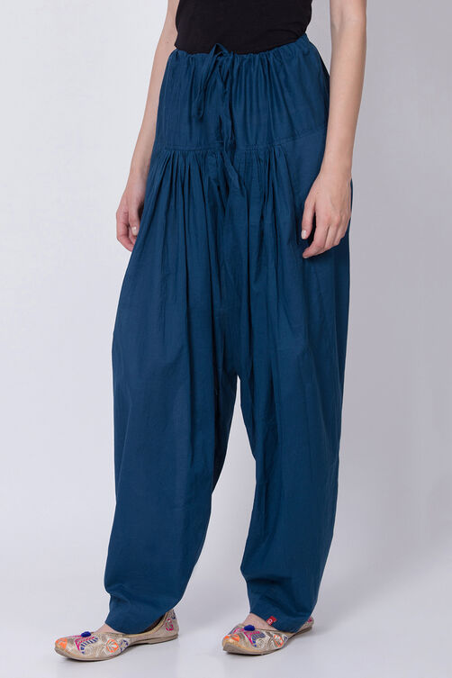 Navy Blue Cotton Solid Salwar image number 2