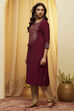 Berry Viscose Blend A Line Kurta image number 2