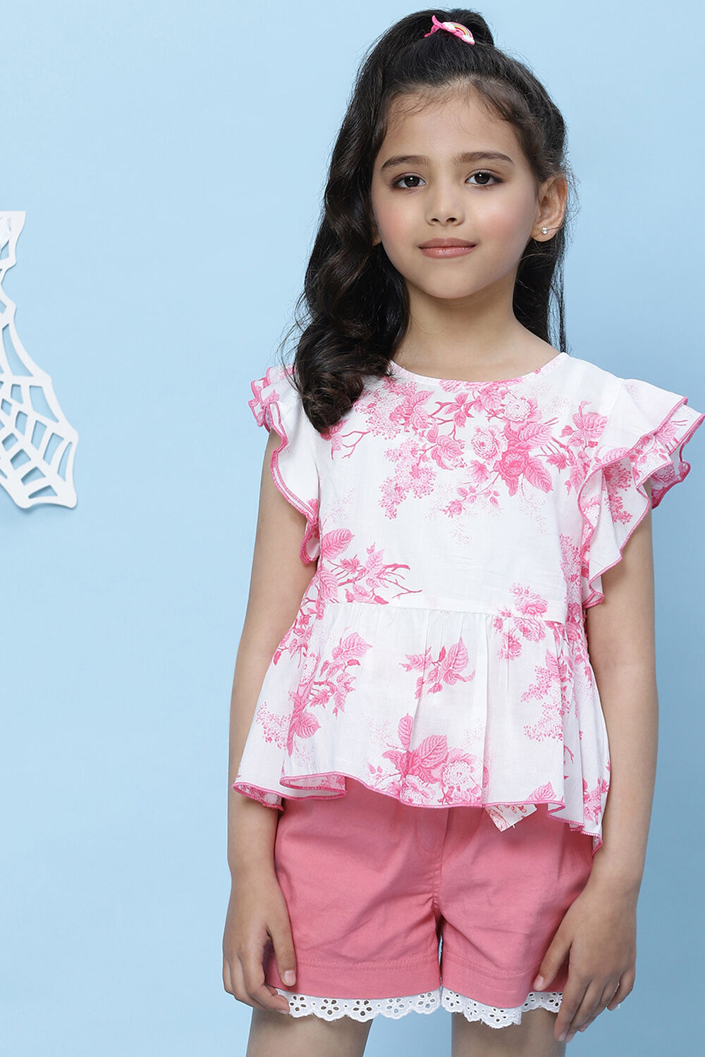 White Cotton A-Line Printed Top image number 0