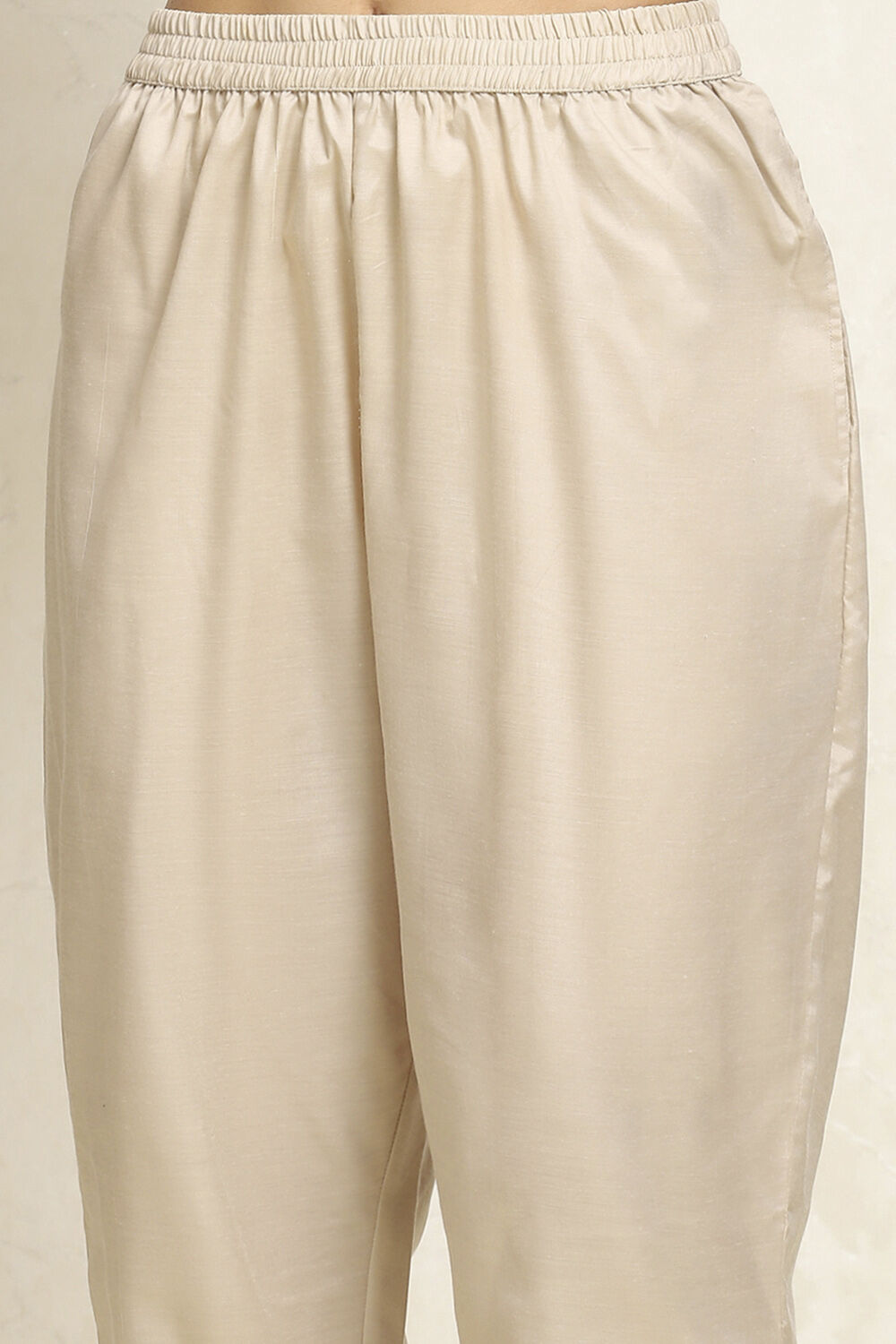 Beige Chanderi Machine Embroidered Unstitched Suit Set image number 3