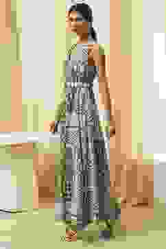 Green Cotton Printed Flared Jumpsuit image number 2