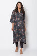 Black Straight Printed Kurta image number 0