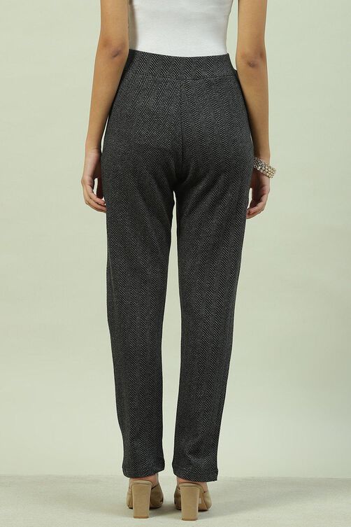 Charcoal Black Cotton Pants image number 4