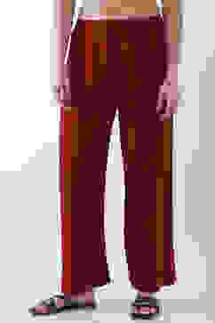 Maroon Solid Straight Palazzos image number 4