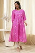 Pink Modal Blend A-Line Printed Kurta image number 0