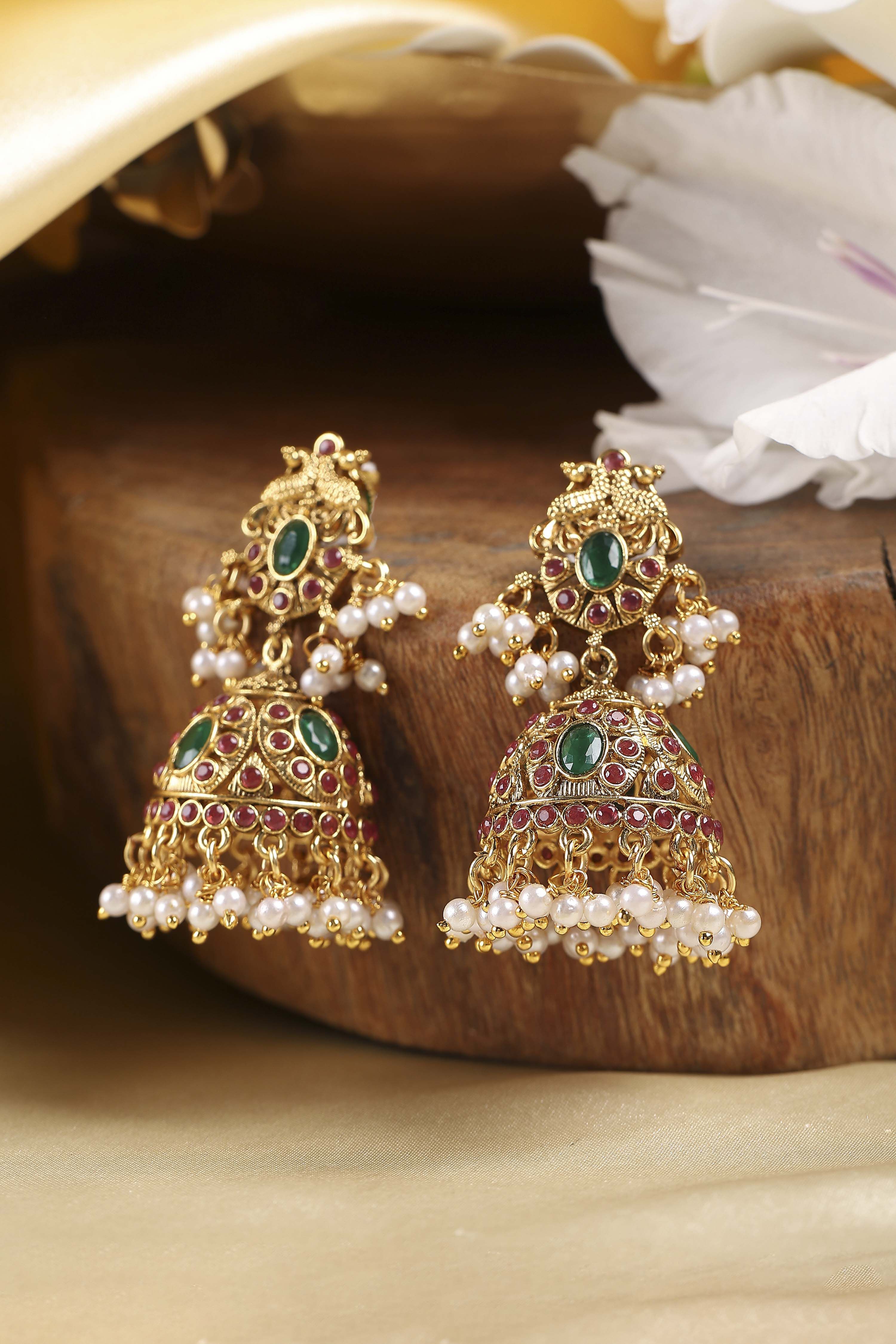 Multicolor Brass Jhumkas image number 0