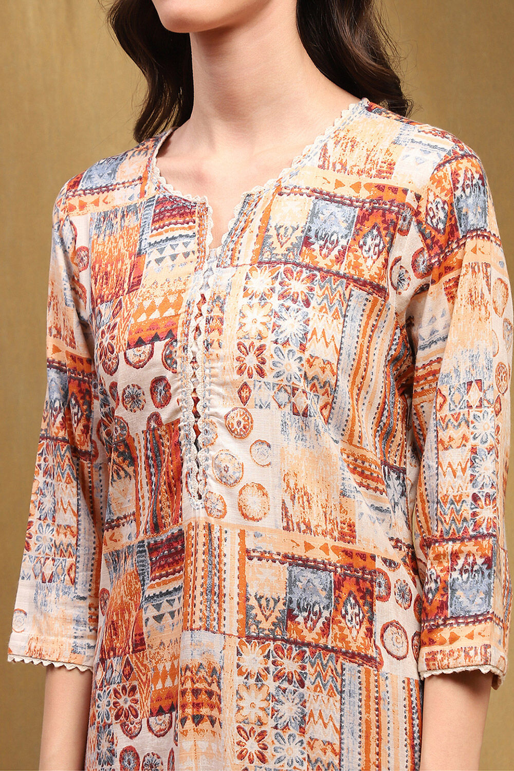 Ecru Rayon Straight Kurta image number 1
