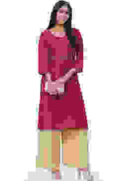 Red Art Silk Kurta image number 5