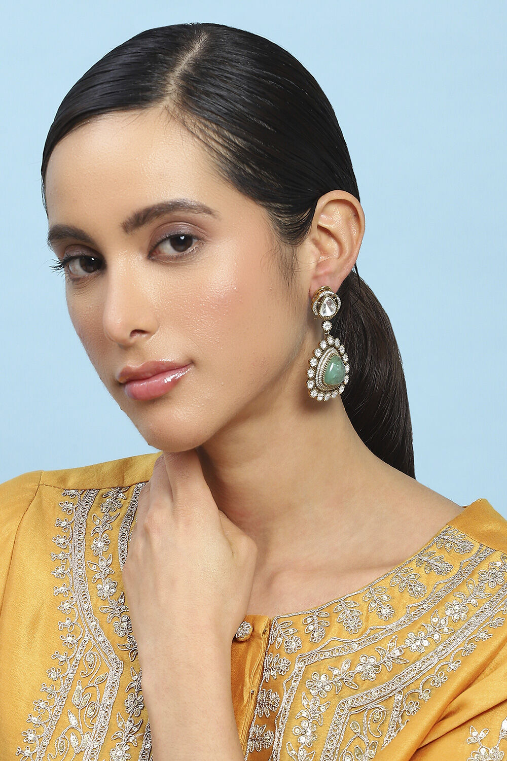 Mint Green Brass Drop & Danglers image number 3