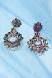 Dark Pink Oxidised Drop Earrings image number 2