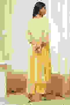 Lime Modal Blend Embroidered Gathered Suit Set image number 4