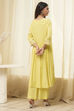Lime Modal Blend Embroidered Gathered Suit Set image number 4