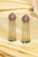 Multicolour Gold Plated Brass Stone Studded Drop Earrings image number 0