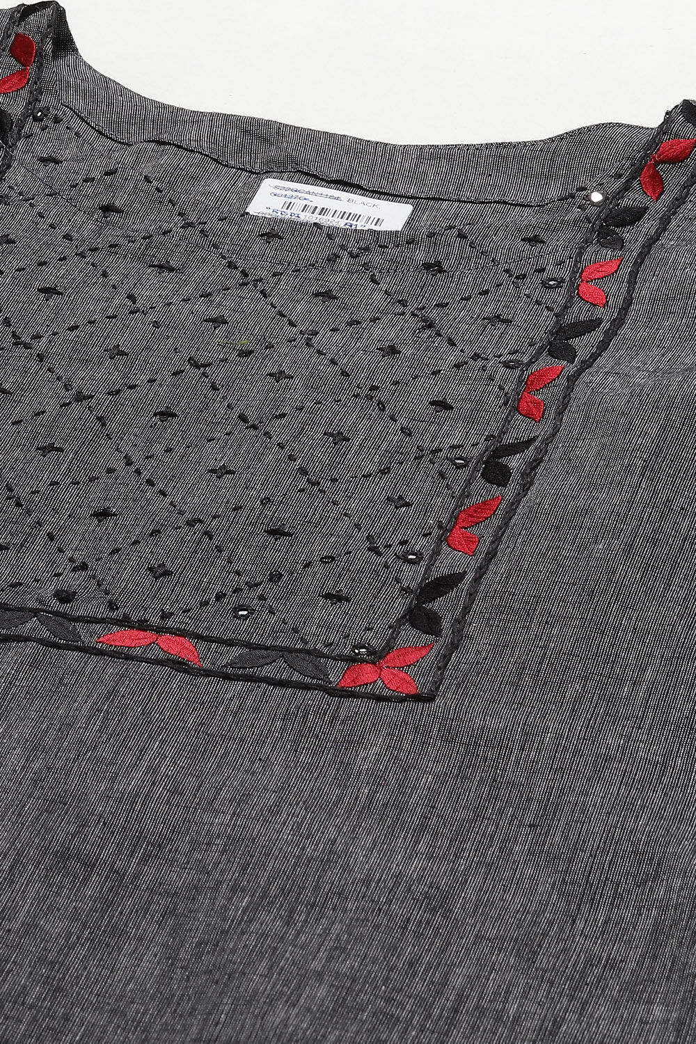 Dark Grey Cotton Machine Embroidered Unstitched Suit Set image number 2