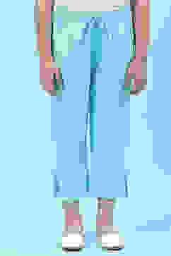 Powder Blue Cotton Solid Pant image number 0