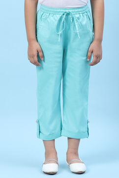 Powder Blue Cotton Solid Pant image number 0