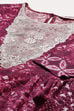 Magenta Rayon Flared Lace Printed Dress image number 1
