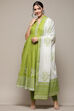 Black Cotton Anarkali Printed Kurta Churidar Suit Set image number 7