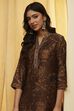 Brown Floral Printed Straight Kurta image number 1