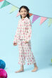 Off White & Pink Cotton Printed Sleepwear image number 3