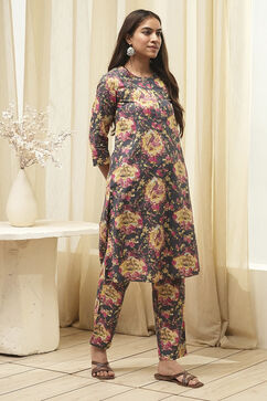 Navy Berry Rayon Flared 2 Piece Set image number 5