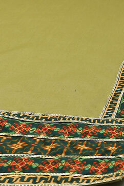 Olive Green Cotton Straight Kurta Sharara Suit Set image number 3