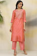 Orange Art Silk Short Yarndyed Kurti