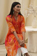 Blue Printed Pleated A-Line Kurta image number 7