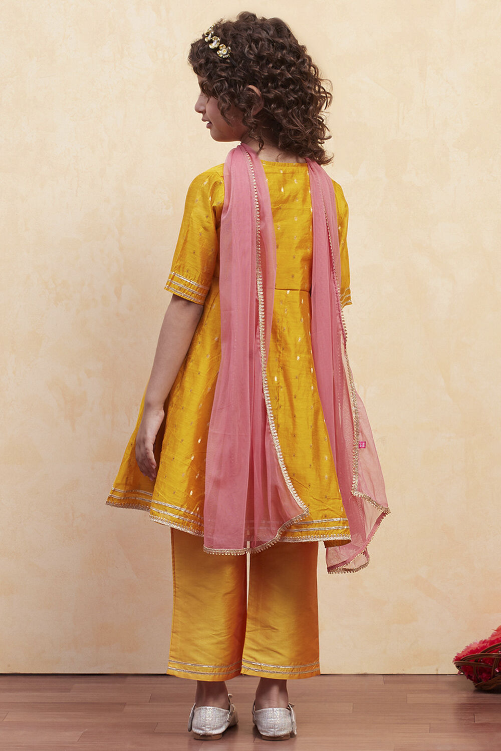 White Yarn Dyed Angrakha Anarkali Suit Set image number 4