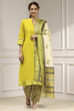 Mustard Cotton Modal Digital Print Unstitched Suit Set image number 1