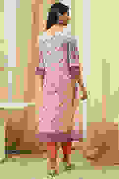 Beige Cotton Printed Straight Kurta image number 4