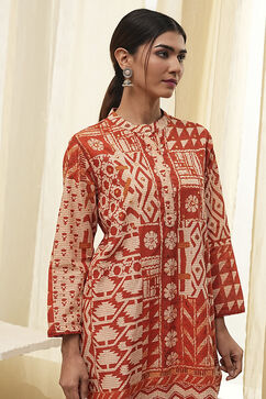 Rust Pure Cotton Printed Kurta Set image number 1