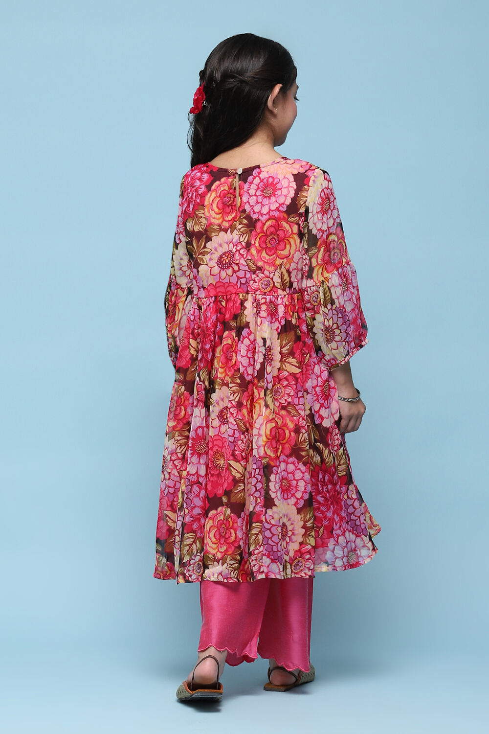 Pink Polyester Gathered Printed 2 Piece Set image number 4