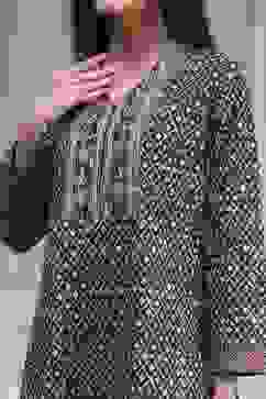 Black Cotton Printed Straight Suit Set image number 1