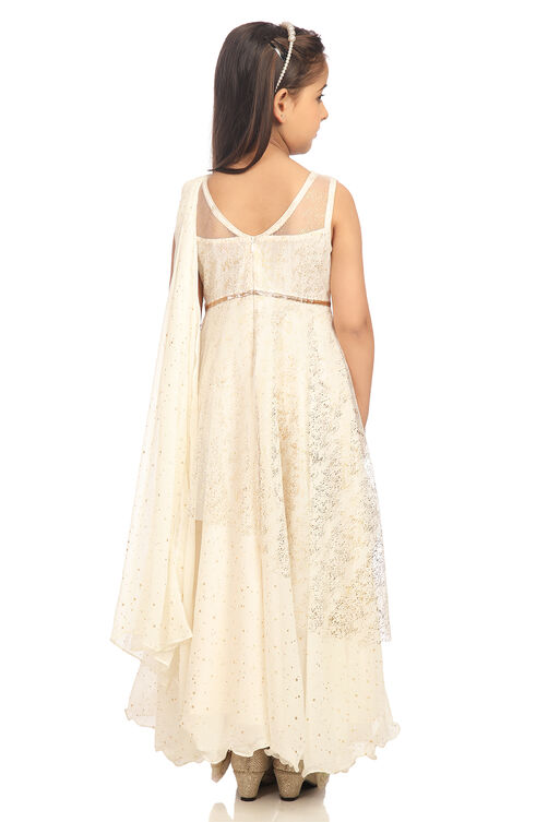 Ivory Anarkali Nylon Gown image number 4