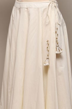 Off White Cotton Anarkali Kurta Skirt Suit Set image number 2