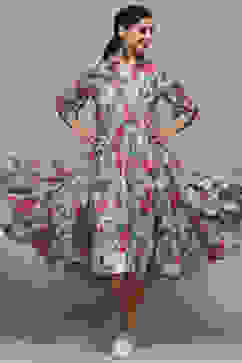 Ice Blue Cotton Tiered Dress image number 0