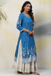 Blue A-Line Viscose Kurta image number 3