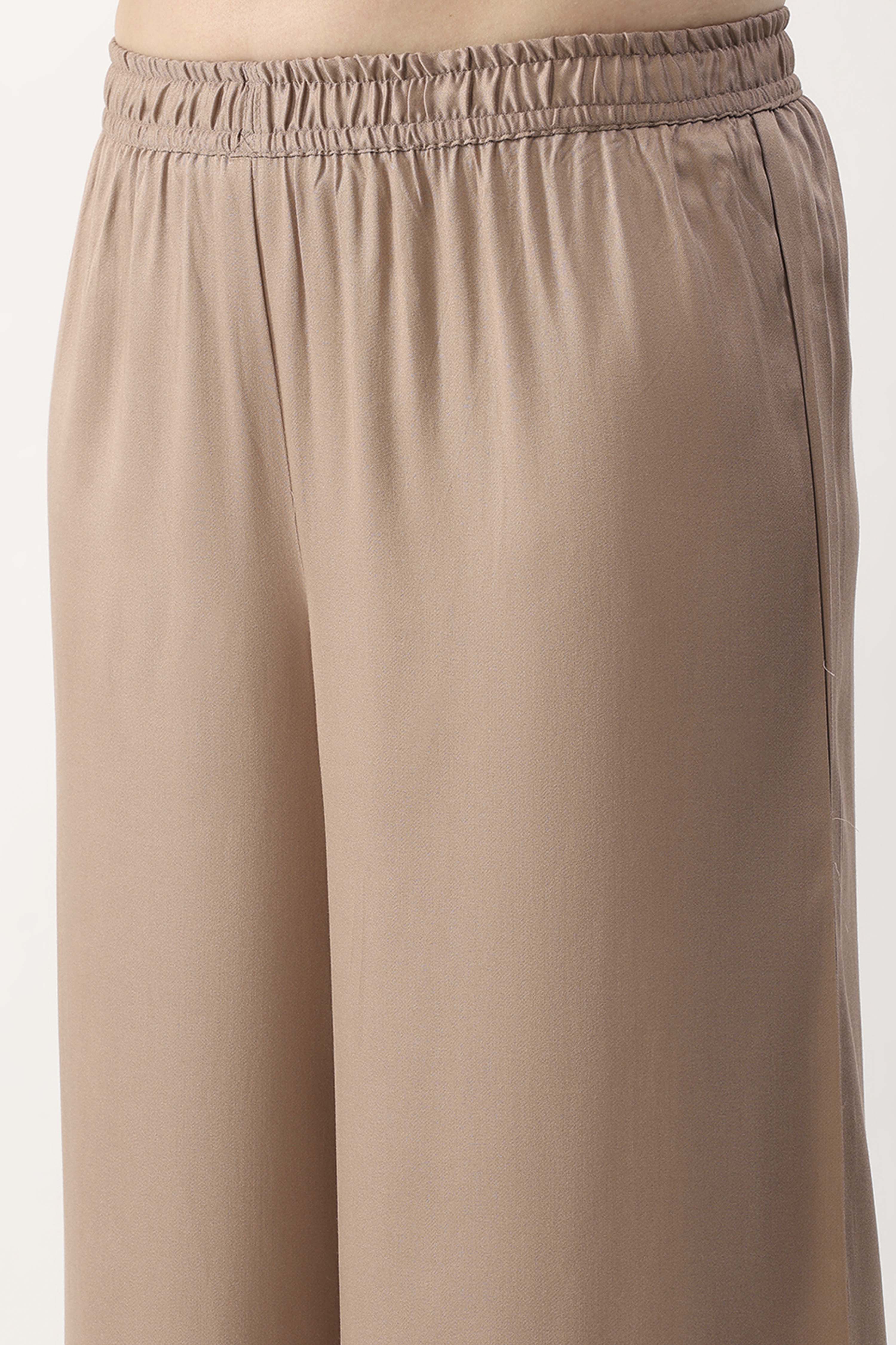 Nude Viscose Rayon Flared Palazzo image number 1