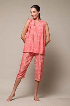 Coral Rayon Printed 2 Piece Sleepwear Set image number 6