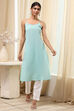 Aqua Embroidered Gathered Kurta image number 5