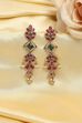 Multicolour Gold Plated Brass Stone Studded Drop Earrings image number 0