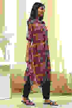 Orange Printed Shirt-Style Straight Kurta image number 4